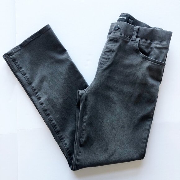 BETABRAND Straight Leg Yoga Denim 4-Pocket Gray Jeans Womens Medium Petite - Picture 2 of 9